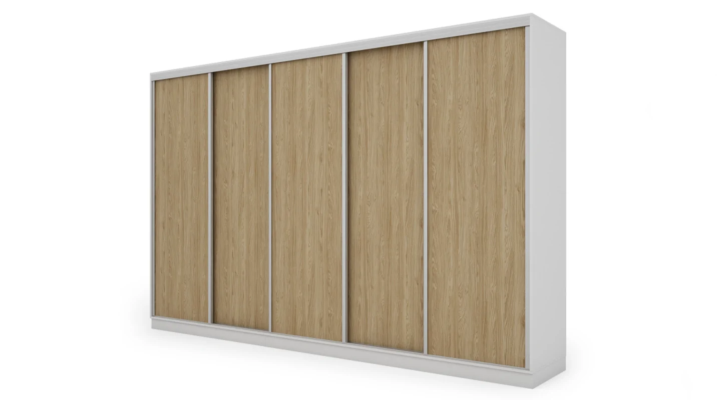 Szafa przesuwna 380x244 cm biel /dąb olejowany - Navero | eMeblast
