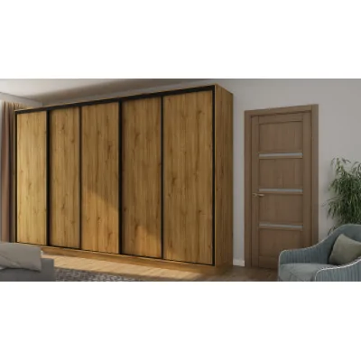 Szafa przesuwna 380x244 cm dąb carpenter whisky - Navero | eMeblast