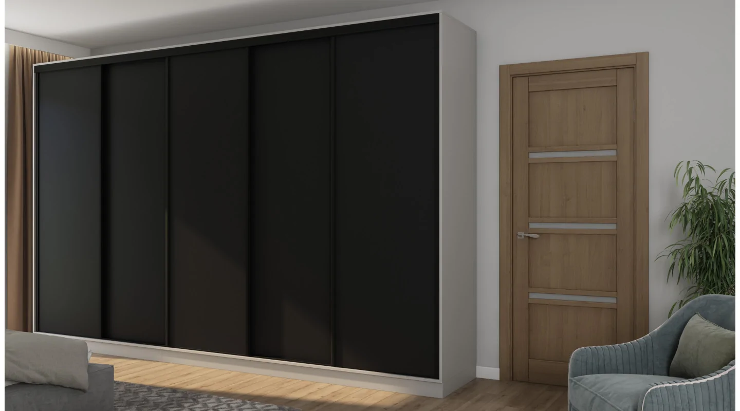 Szafa przesuwna 380x244 cm szary platynowy /czarny - Navero | eMeblast