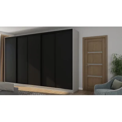 Szafa przesuwna 380x244 cm szary platynowy /czarny - Navero | eMeblast Szafa przesuwna 380x244 cm szary platynowy /czarny - Navero | eMeblast