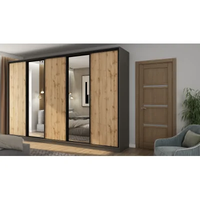 Szafa przesuwna 380x244 cm szary grafit wotan 2 lustra - Navero | eMeblast