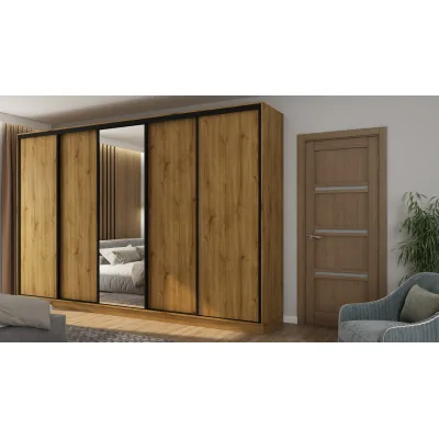 Szafa przesuwna 380x244 cm dąb carpenter whisky z lustrem - Navero | eMeblast