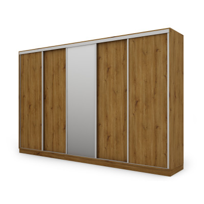 Szafa przesuwna 380x244 cm dąb carpenter whisky z lustrem - Navero