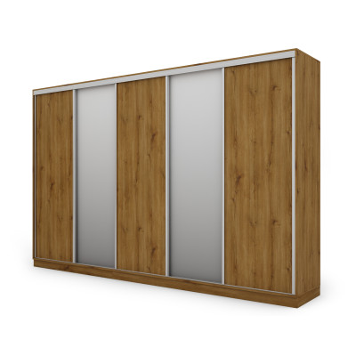 Szafa przesuwna 380x244 cm dąb carpenter whisky 2 lustra - Navero