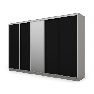 Szafa przesuwna 380x244 cm szary platynowy czarny z lustrem - Navero