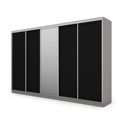 Szafa przesuwna 380x244 cm szary platynowy czarny z lustrem - Navero | eMeblast