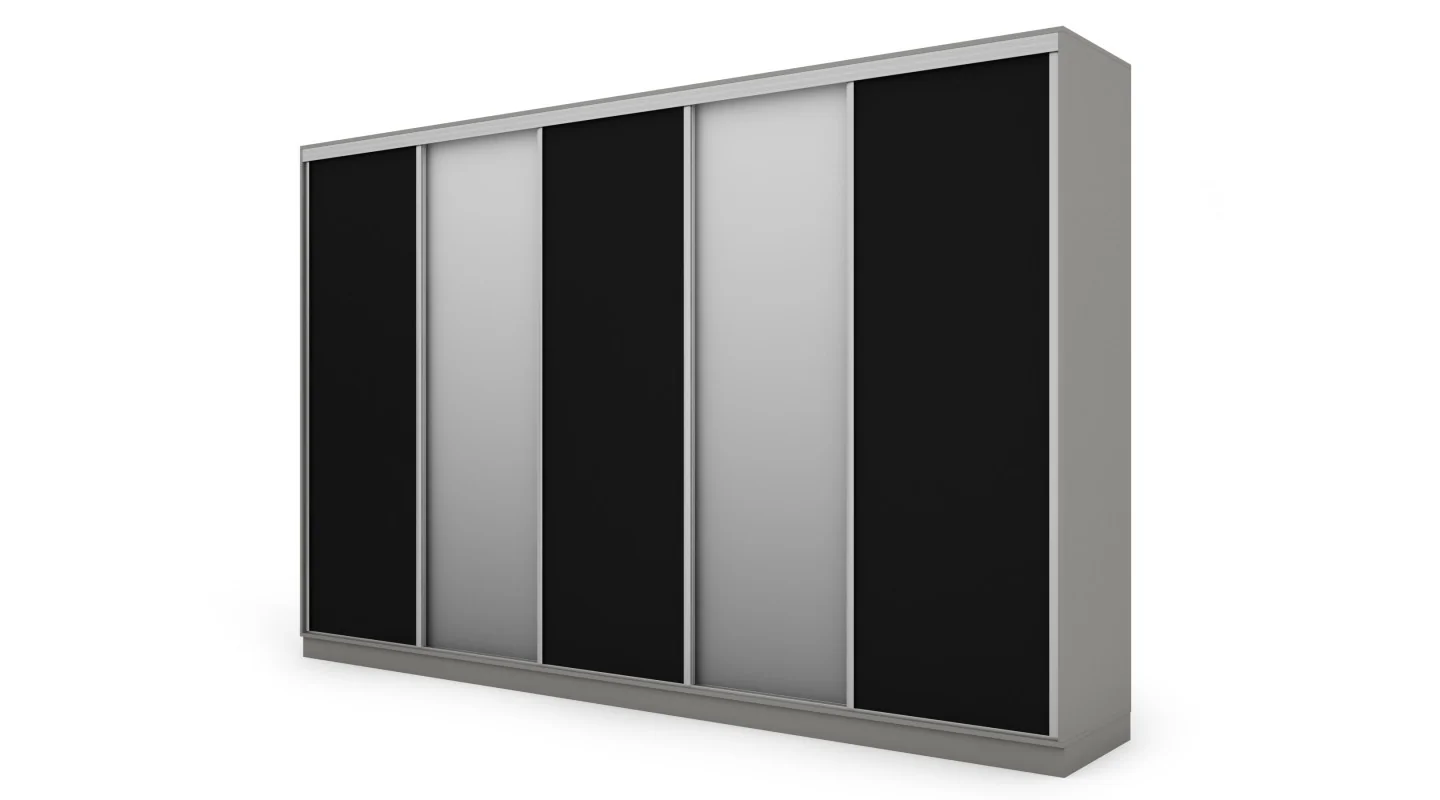 Szafa przesuwna 380x244 cm szary platynowy czarny - Navero | eMeblast