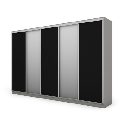 Szafa przesuwna 380x244 cm szary platynowy czarny - Navero
