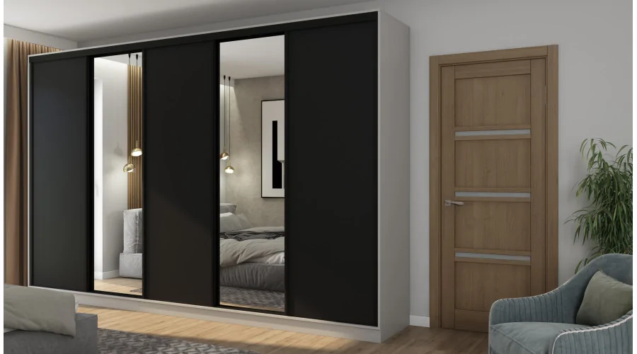 Szafa przesuwna 380x244 cm szary platynowy czarny - Navero | eMeblast