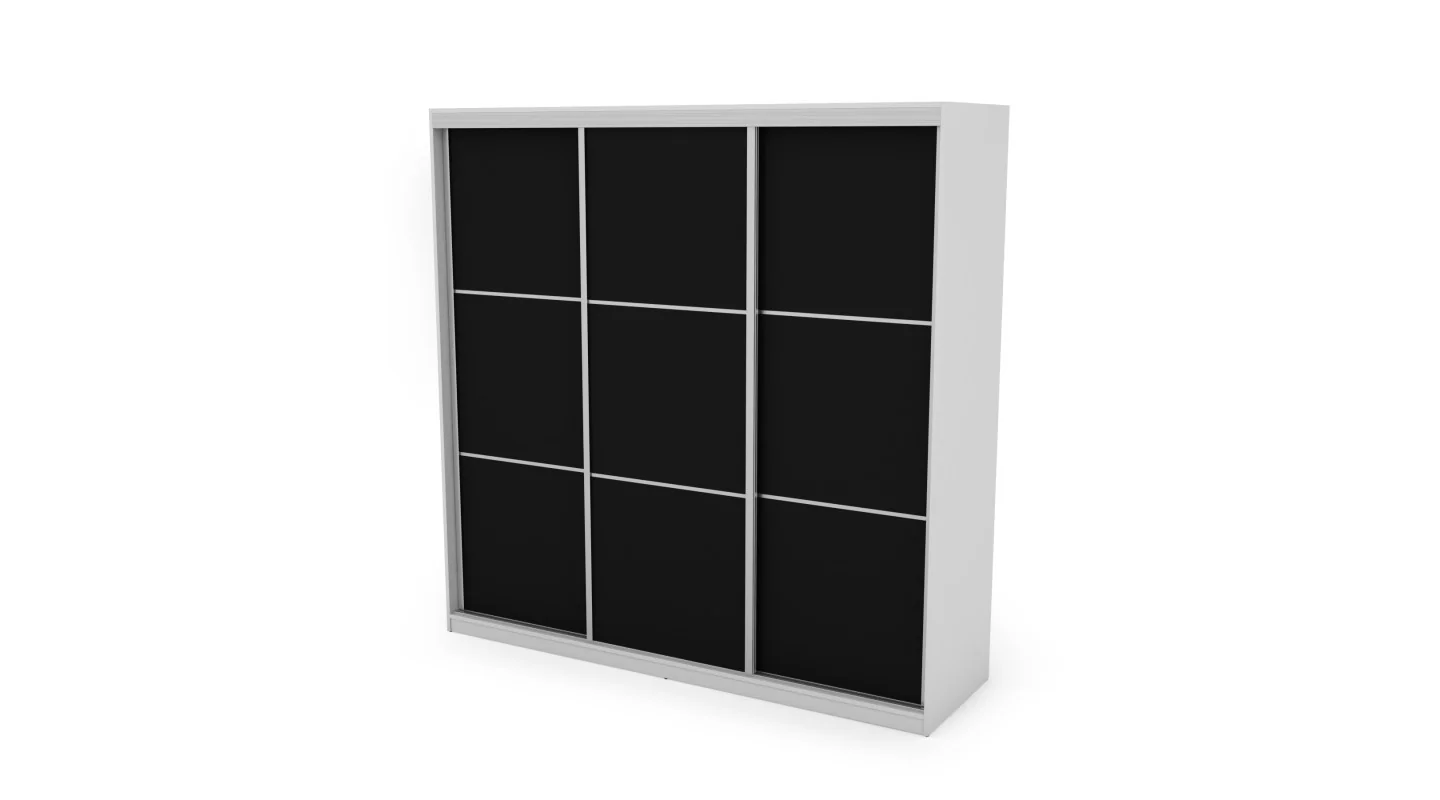 Szafa przesuwna 220x220 cm biel / czarna z koszami i szufladami – Norvello | eMeblast