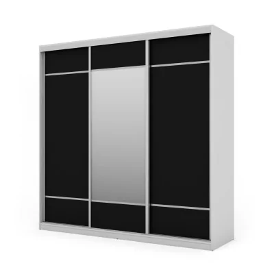 Szafa przesuwna 220x220 cm biel / czarna z lustrem, koszami i szufladami – Norvello | eMeblast