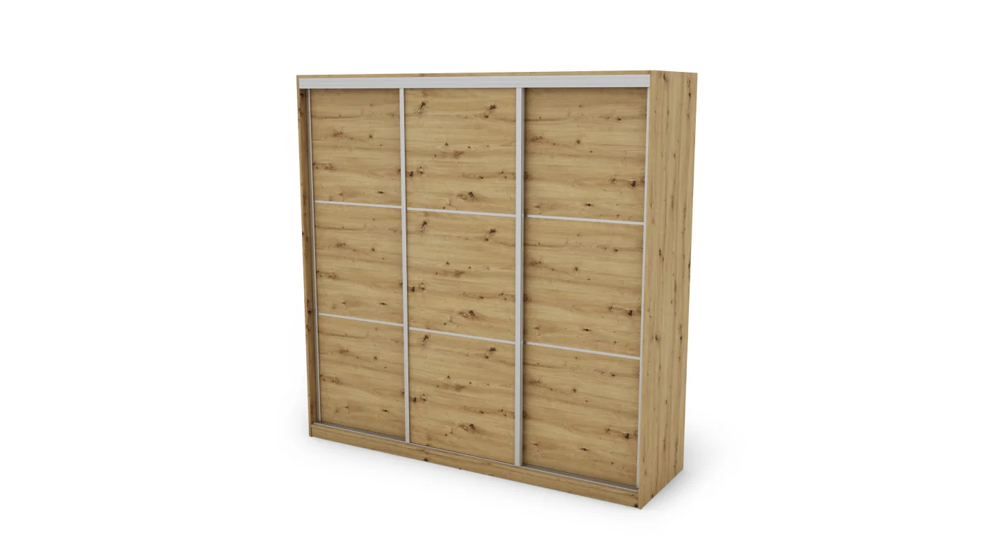Szafa przesuwna 220x220 cm dąb artisan z koszami i szufladami – Norvello | eMeblast