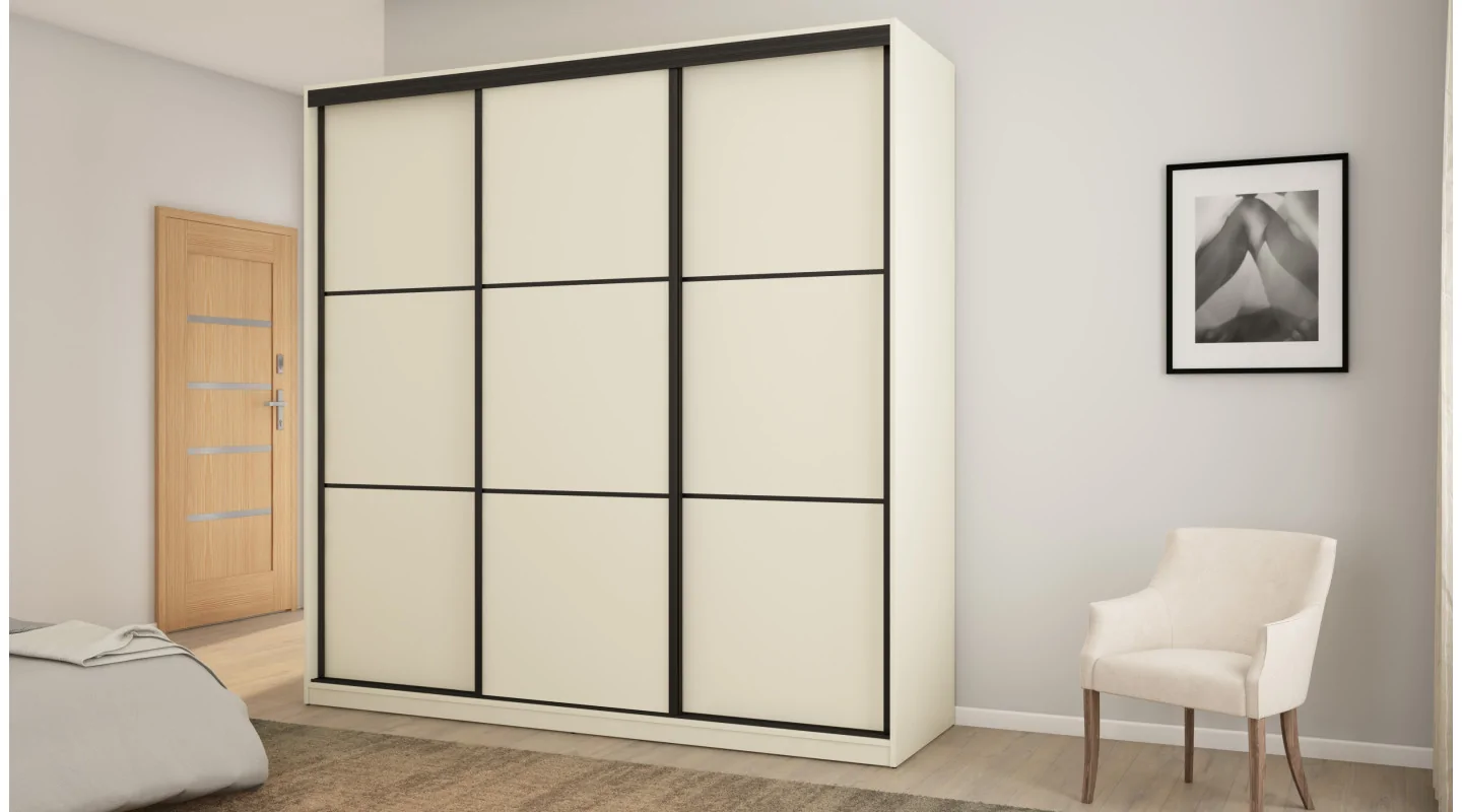 Szafa przesuwna 220x220 cm sosna Andersen z lustrem, koszami i szufladami – Norvello | eMeblast