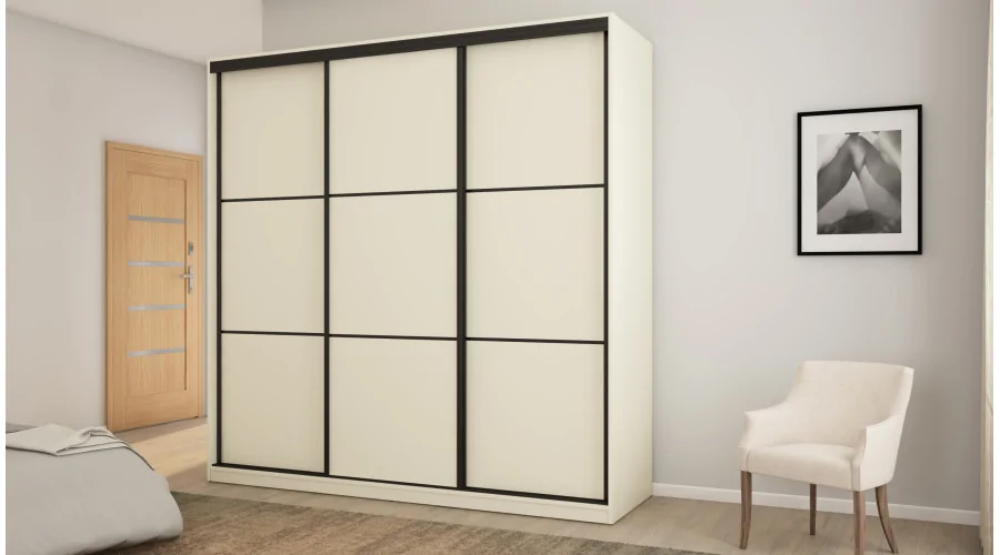 Szafa przesuwna 220x220 cm sosna Andersen z lustrem, koszami i szufladami – Norvello | eMeblast