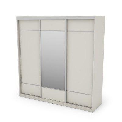 Szafa przesuwna 220x220 cm kość słoniowa z lustrem – Norvello