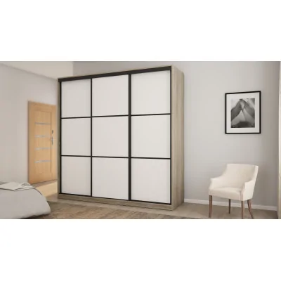 Szafa przesuwna 220x220 cm biel / dąb sonoma jasna z koszami – Norvello | eMeblast
