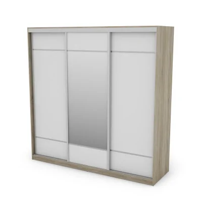 Szafa przesuwna 220x220 cm biel / dąb sonoma jasna z lustrem – Norvello | eMeblast