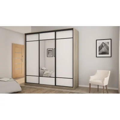 Szafa przesuwna 220x220 cm biel / dąb sonoma jasna z lustrem – Norvello | eMeblast