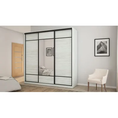 Szafa przesuwna 220x220 cm sosna Andersen z lustrem, koszami i szufladami – Norvello | eMeblast