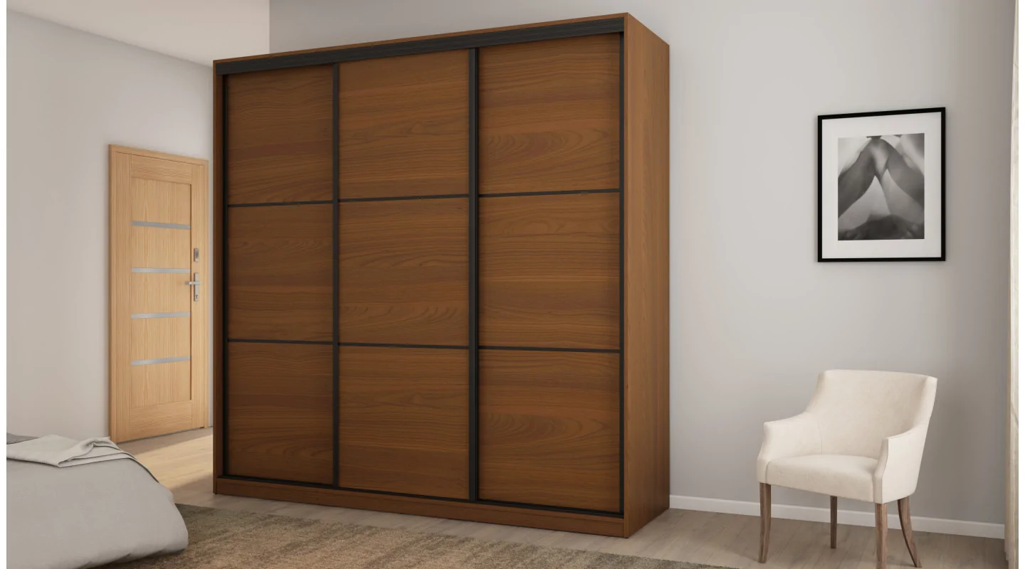 Szafa przesuwna 220x220 cm wiśnia Porto z koszami i szufladami – Norvello | eMeblast