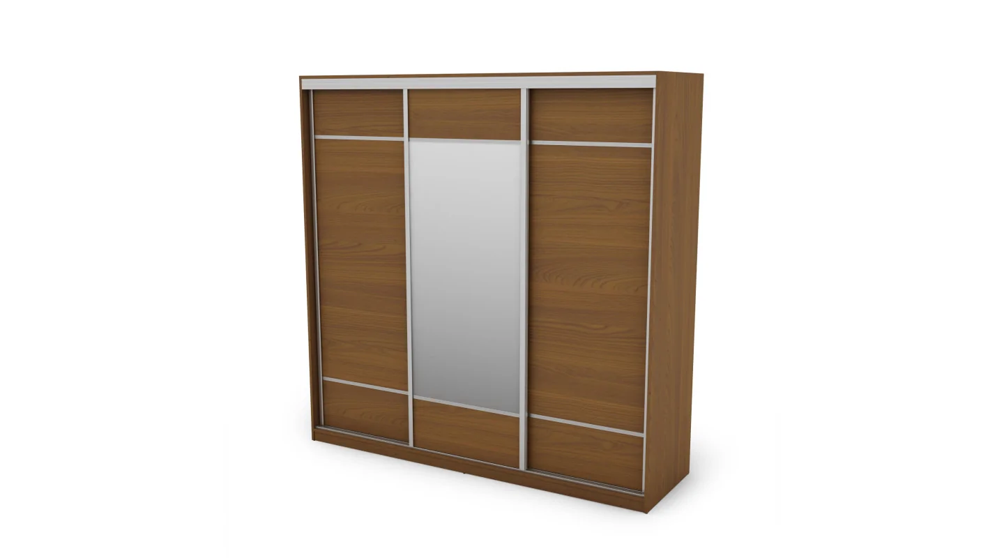 Szafa przesuwna 220x220 cm wiśnia Porto z lustrem, koszami i szufladami – Norvello | eMeblast