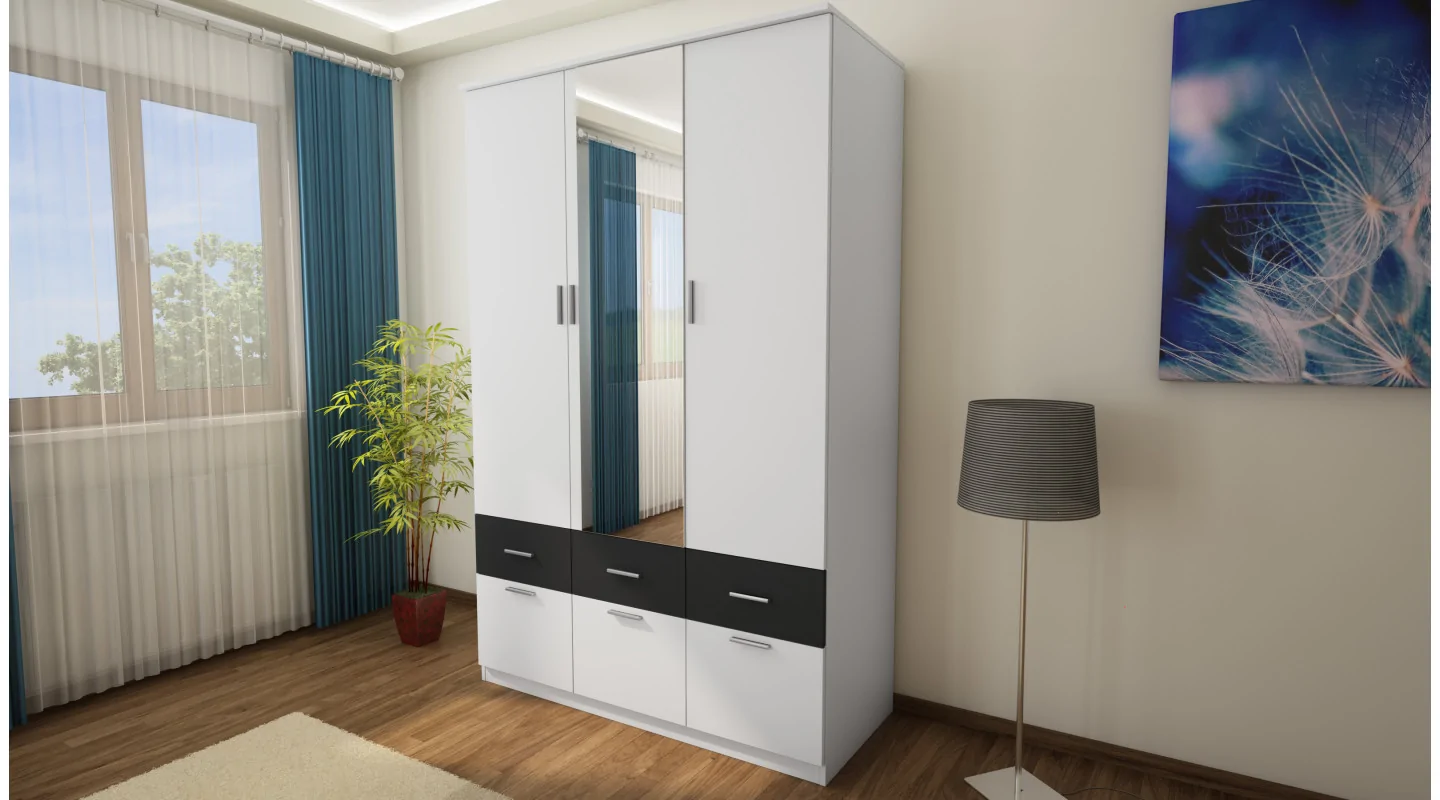 Szafa 140x216 cm biała lustro – Karo | eMeblast