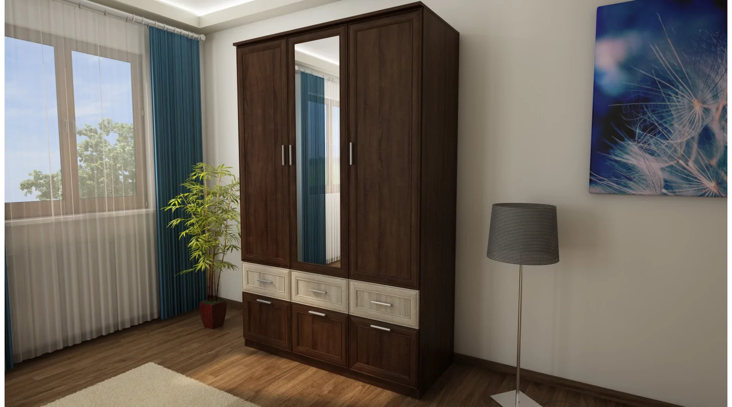 Szafa 140x216 cm sonoma ciemna lustro – Karo | eMeblast