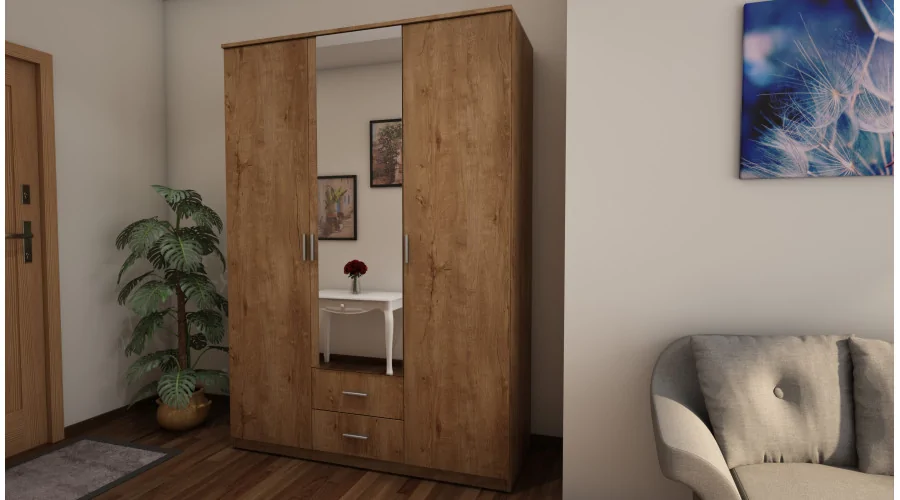 Szafa 150x210 cm dąb lefkas lustro – Sento | eMeblast