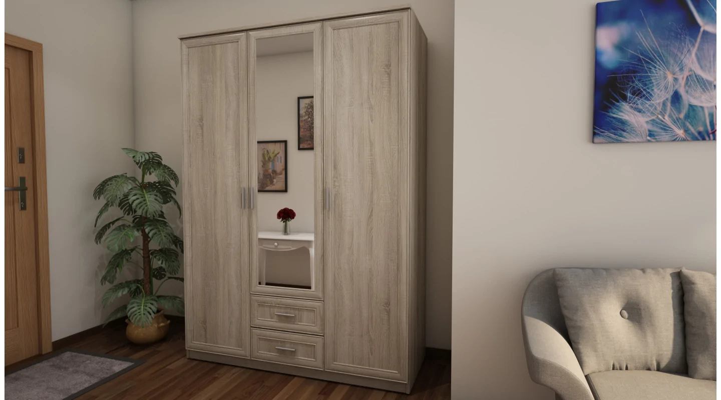 Szafa 150x210 cm sonoma jasna lustro – Sento | eMeblast
