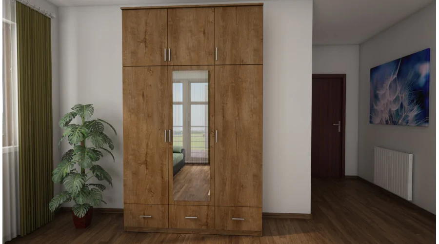 Szafa 150x242 cm dąb lefkas lustro – Vento | eMeblast