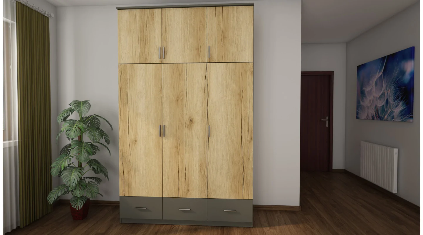 Szafa 150x242 cm grafit dąb grand naturalny – Vento | eMeblast Szafa 150x242 cm grafit dąb grand naturalny – Vento | eMeblast