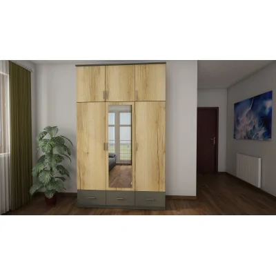 Szafa 150x242 cm grafit dąb grand naturalny lustro – Vento | eMeblast
