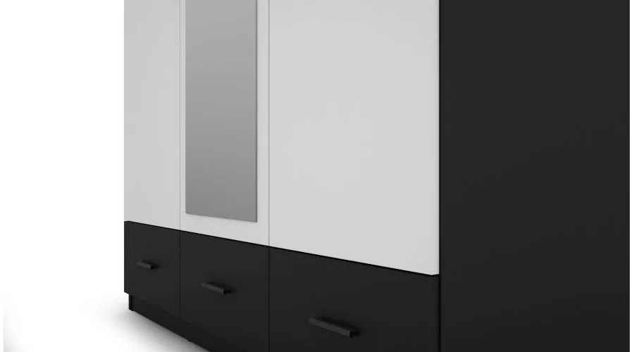Szafa 150x242 cm czarny biel lustro – Vento | eMeblast