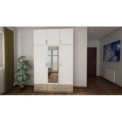 Szafa 150x242 cm sonoma jasna biel lustro – Vento | eMeblast