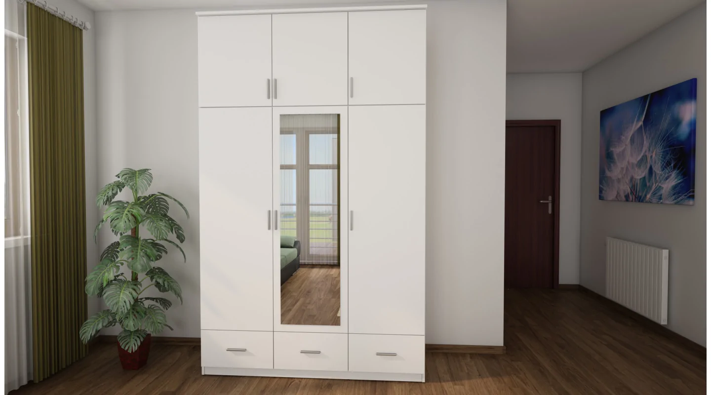 Szafa 150x242 cm biała lustro – Vento | eMeblast
