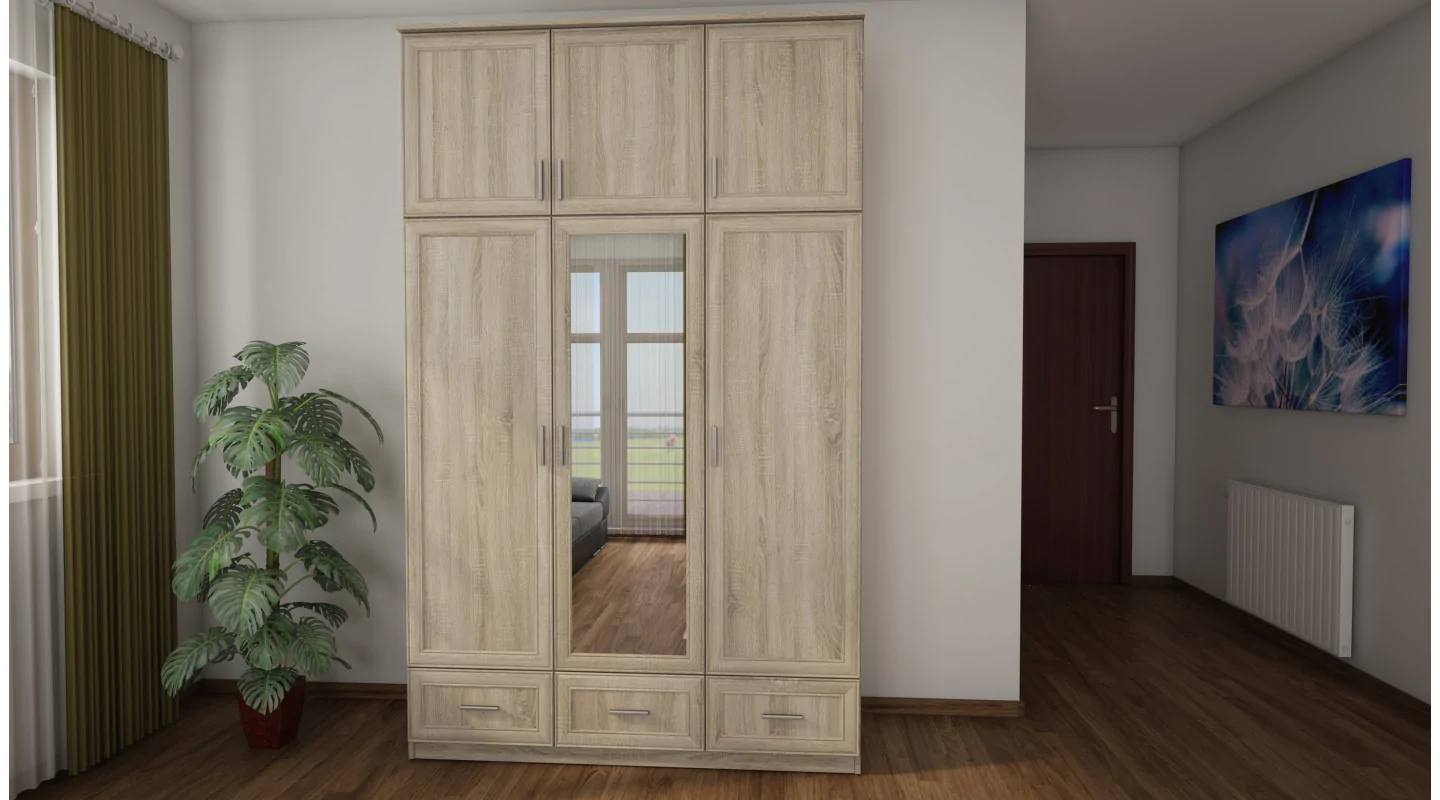 Szafa 150x242 cm sonoma jasna lustro – Vento | eMeblast