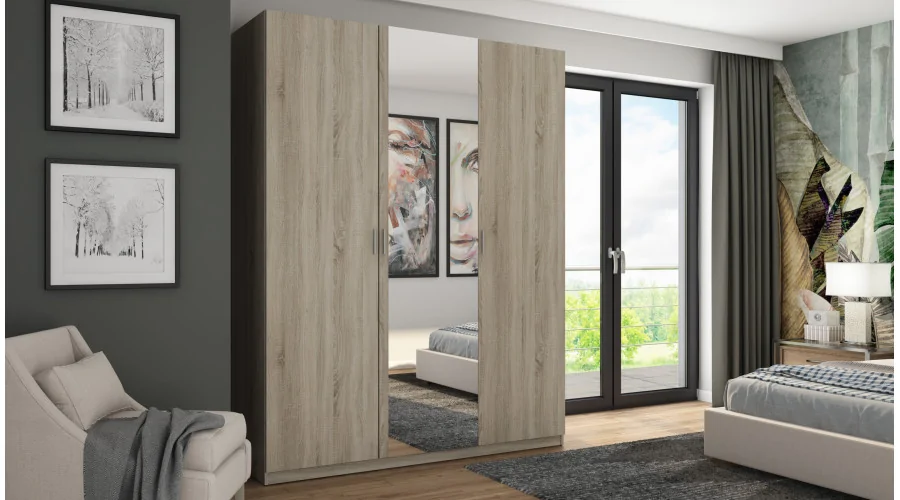 Szafa 180x230 cm sonoma jasna lustro – Aven | eMeblast