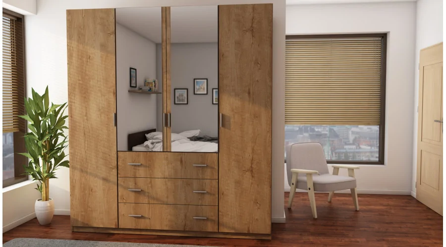 Szafa 200x220 cm dąb lefkas lustro – Calen | eMeblast
