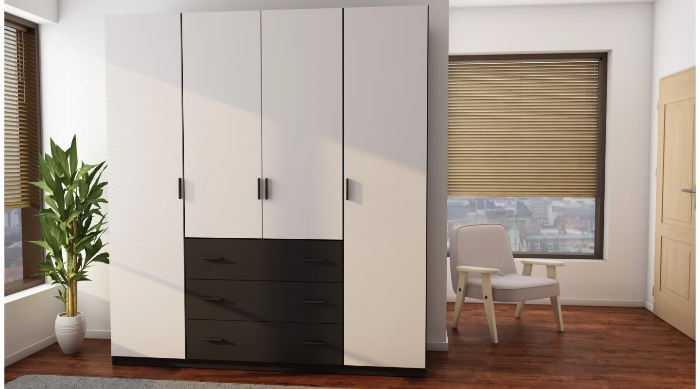 Szafa 200x220 cm czarny biel – Calen | eMeblast