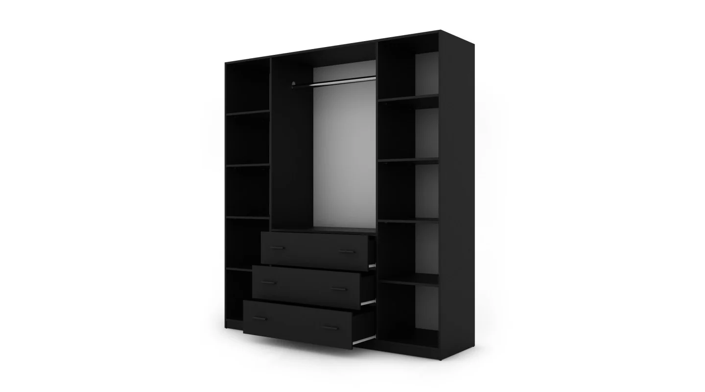 Szafa 200x220 cm czarny biel lustro – Calen | eMeblast