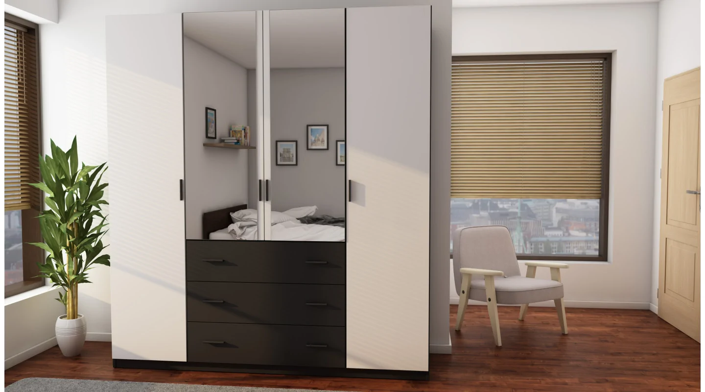 Szafa 200x220 cm czarny biel lustro – Calen | eMeblast