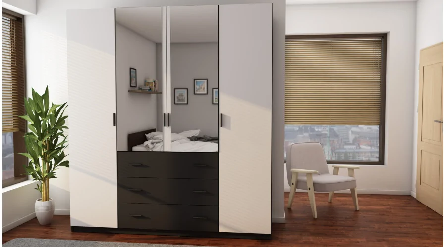Szafa 200x220 cm czarny biel lustro – Calen | eMeblast