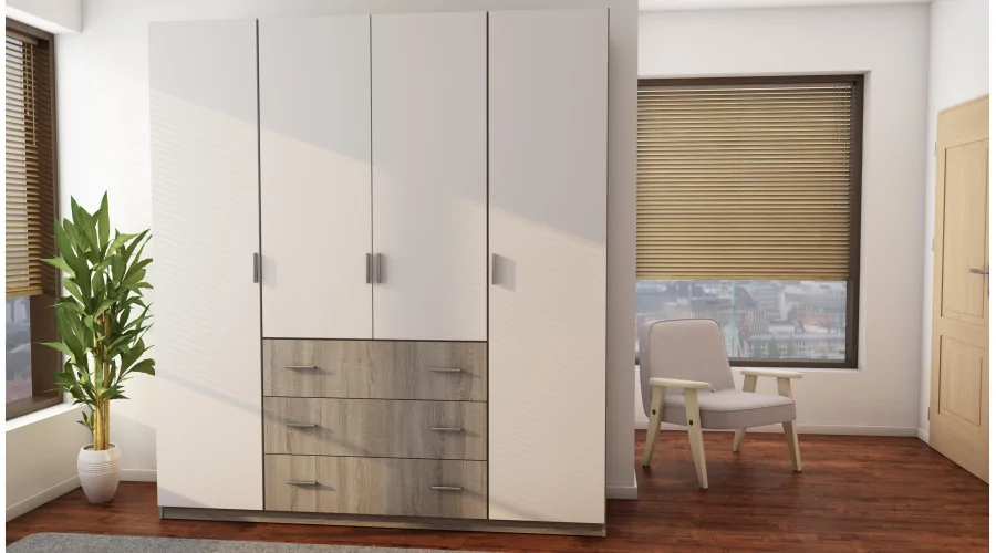 Szafa 200x220 cm sonoma jasna biel – Calen | eMeblast Szafa 200x220 cm sonoma jasna biel – Calen | eMeblast