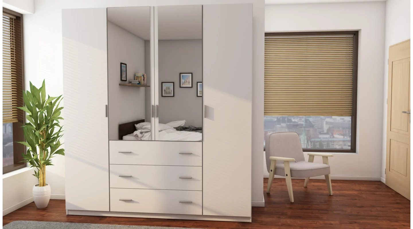Szafa 200x220 cm biała lustro – Calen | eMeblast