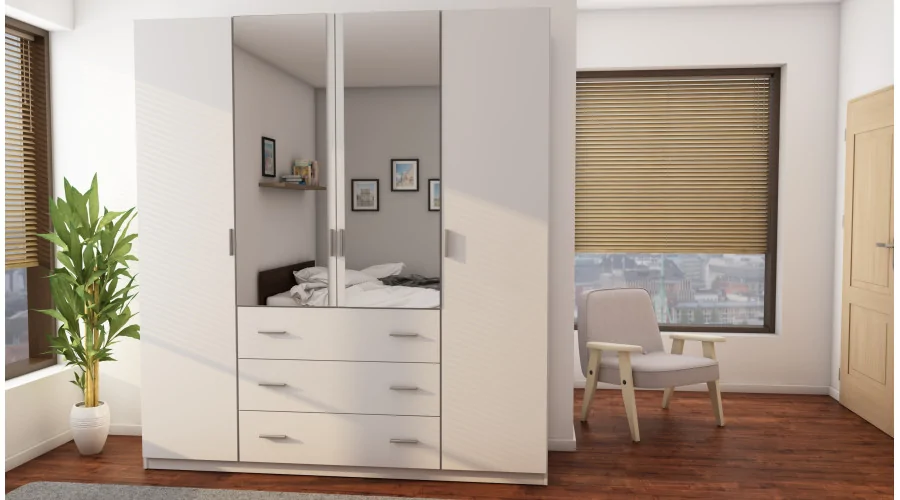 Szafa 200x220 cm biała lustro – Calen | eMeblast