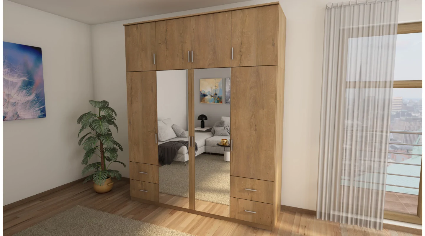 Szafa 200x242 cm dąb lefkas lustro – Arden | eMeblast
