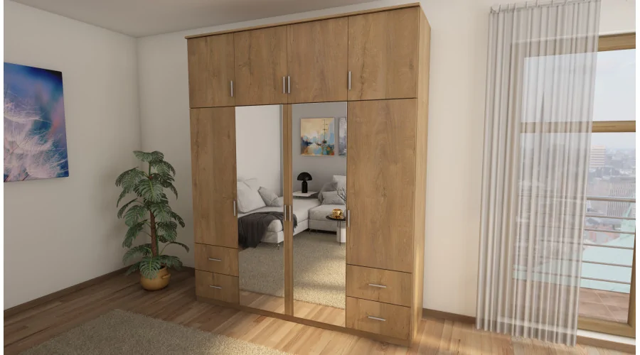 Szafa 200x242 cm dąb lefkas lustro – Arden | eMeblast