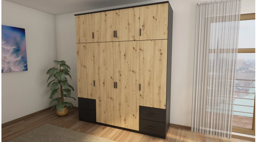 Szafa 200x242 cm czarny dąb artisan – Arden | eMeblast Szafa 200x242 cm czarny dąb artisan – Arden | eMeblast
