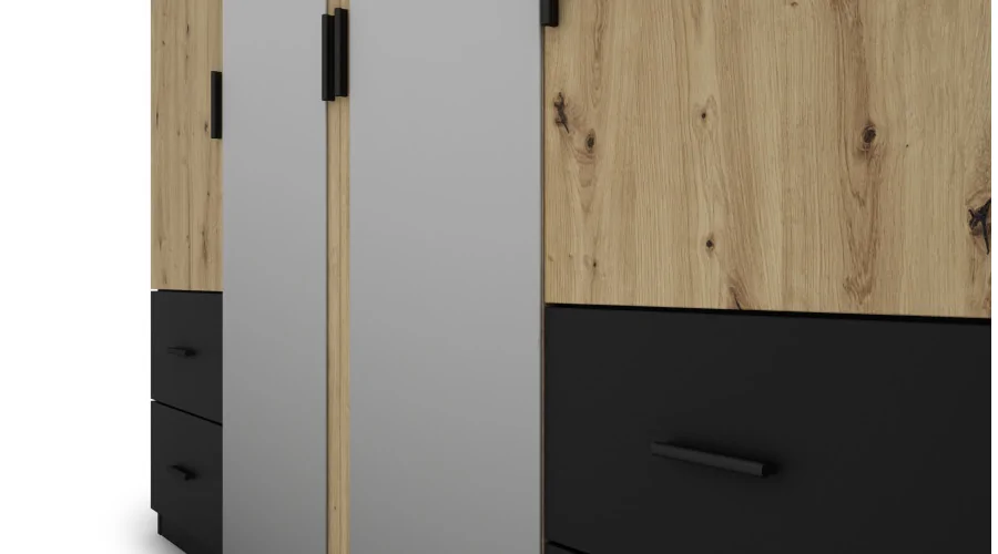 Szafa 200x242 cm czarny dąb artisan lustro – Arden | eMeblast