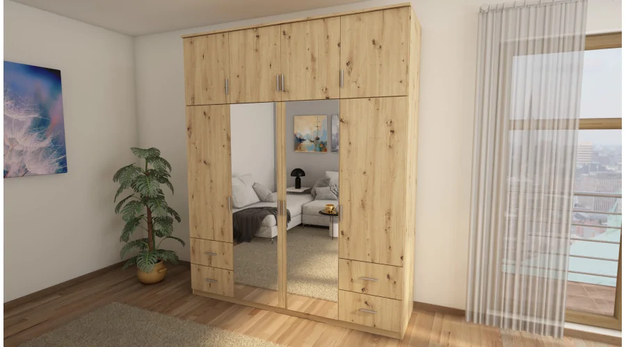 Szafa 200x242 cm dąb artisan lustro – Arden | eMeblast